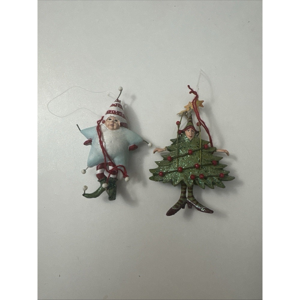 Department 56 Starboy And Tree Woman Christmas Ornaments Duo Vintage Y2K